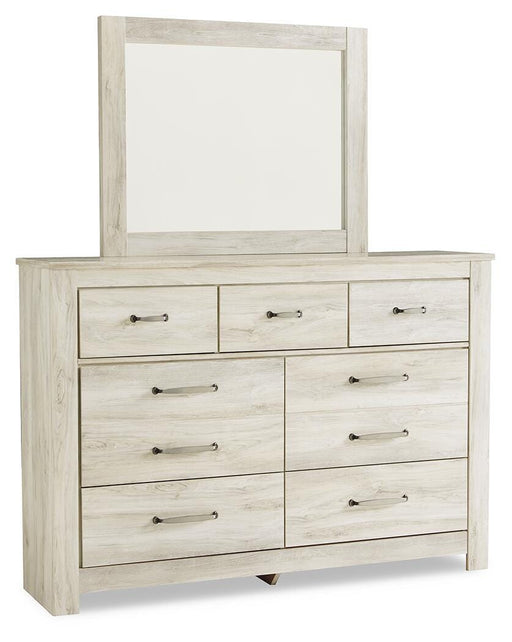 Bellaby Whitewash King Panel Bed, Dresser, Mirror and 2 Nightstands - B331B22