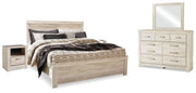 Bellaby Whitewash King Panel Bed, Dresser, Mirror and 2 Nightstands - B331B22