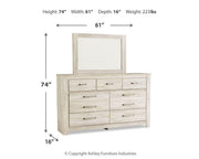 Bellaby Whitewash King Panel Bed, Dresser, Mirror and 2 Nightstands - B331B22