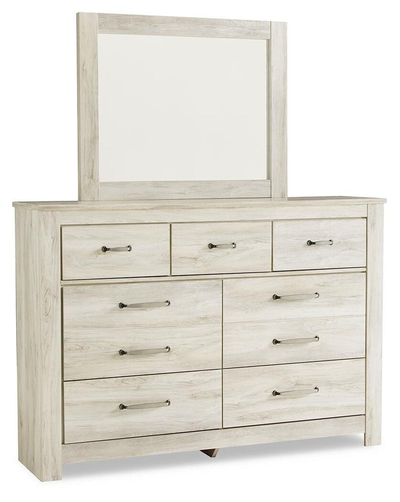 Bellaby Whitewash King Panel Storage Bed, Dresser, Mirror and 2 Nightstands - B331B19