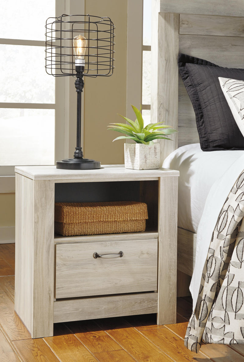 Bellaby Whitewash King Panel Storage Bed, Dresser, Mirror and 2 Nightstands - B331B19