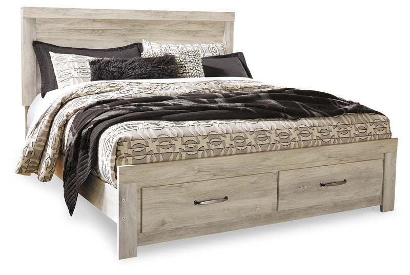 Bellaby Whitewash King Panel Storage Bed, Dresser, Mirror and 2 Nightstands - B331B19