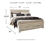 Bellaby Whitewash King Panel Storage Bed, Dresser, Mirror and 2 Nightstands - B331B19