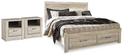 Bellaby Whitewash King Storage Bed and 2 Nightstands - B331B23