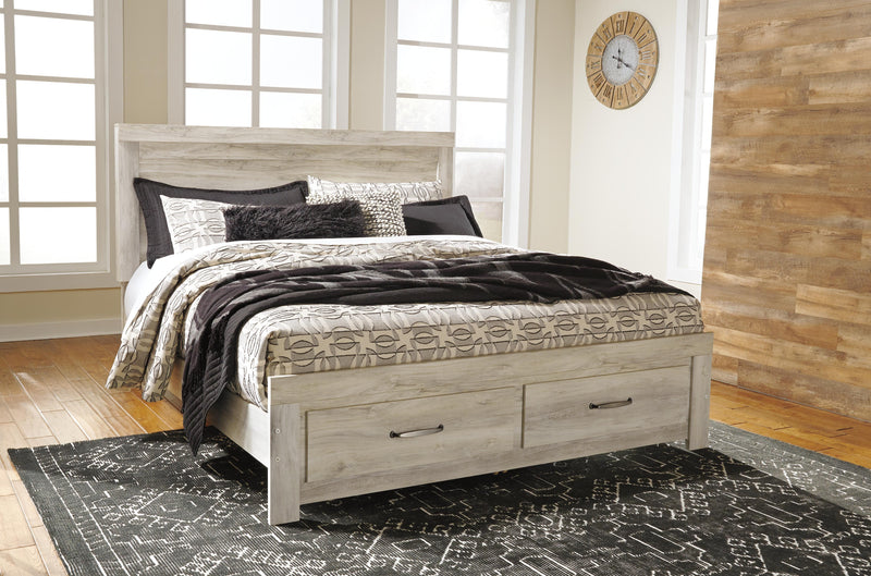 Bellaby Whitewash King Storage Bed and 2 Nightstands - B331B23