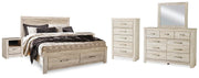 Bellaby Whitewash King Storage Bed, Dresser, Mirror, Chest and 2 Nightstands - B331B20
