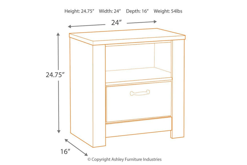 Bellaby Whitewash Nightstand - Gate FurnitureNightstand