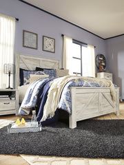 Bellaby Whitewash Queen Crossbuck Panel Bed - Gate FurnitureQueen Bed