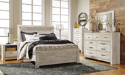 Bellaby Whitewash Queen Panel Bed, Dresser, Mirror, Chest and 2 Nightstands - B331B21