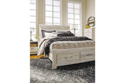 Bellaby Whitewash Queen Platform Bed with 2 Storage Drawers - Gate FurnitureQueen Bed