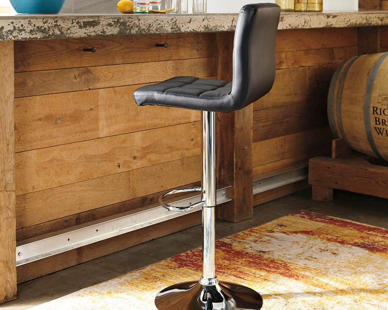 Bellatier Black/Chrome Finish Adjustable Height Bar Stool (Set of 2) - D120-130X2