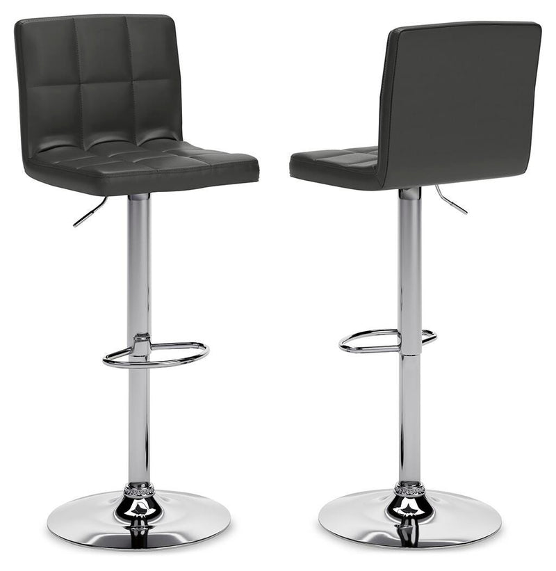 Bellatier Black/Chrome Finish Adjustable Height Bar Stool (Set of 2) - D120-130X2