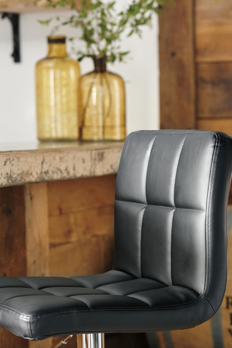 Bellatier Black/Chrome Finish Adjustable Height Bar Stool (Set of 2) - D120-130X2
