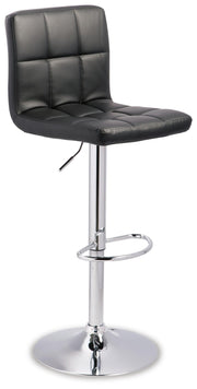 Bellatier Black/Chrome Finish Adjustable Height Bar Stool (Set of 2) - D120-130X2