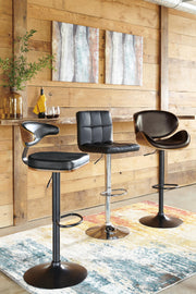 Bellatier Black/Chrome Finish Adjustable Height Bar Stool (Set of 2) - D120-130X2