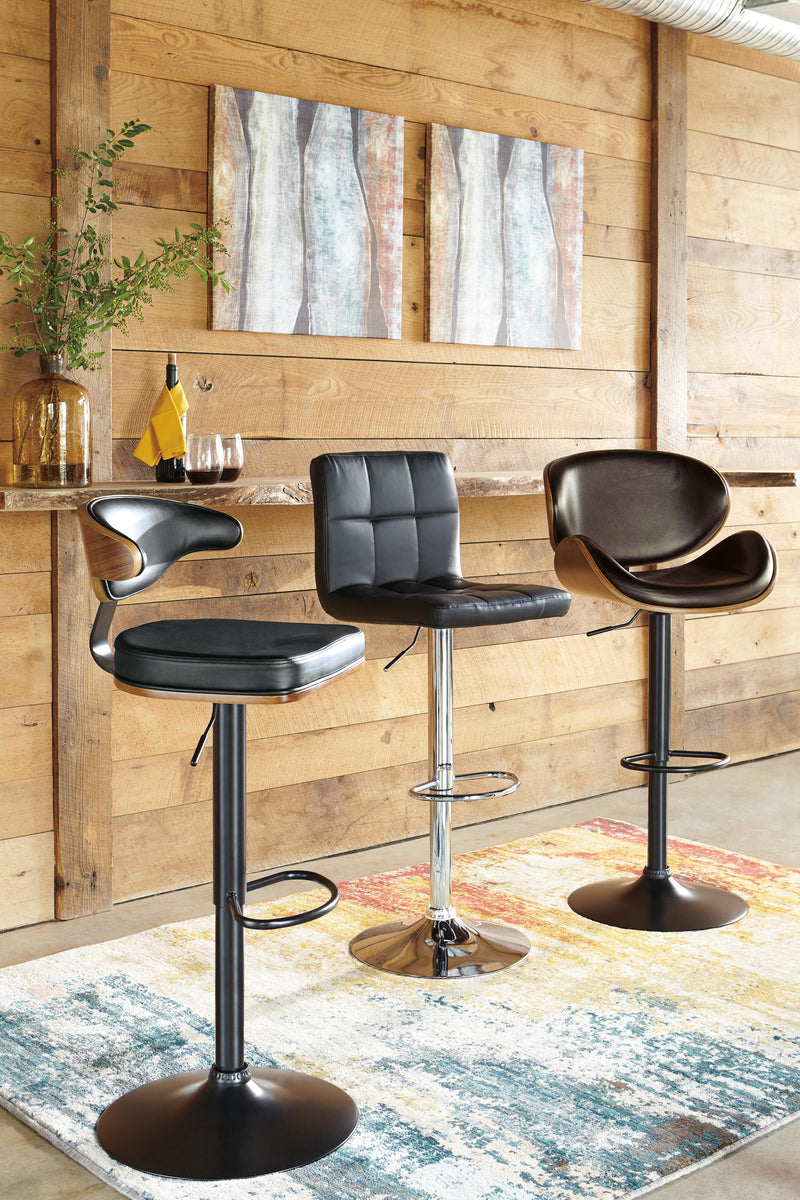 Bellatier Black/Chrome Finish Adjustable Height Bar Stool (Set of 2) - D120-130X2