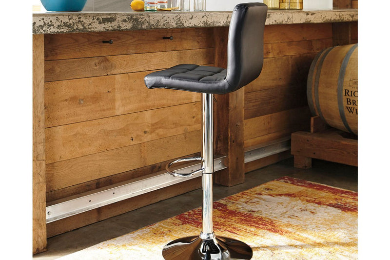 Bellatier Black/Chrome Finish Adjustable Height Bar Stool (Set of 2) - Gate FurnitureBarstool