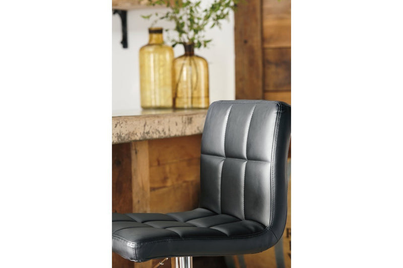 Bellatier Black/Chrome Finish Adjustable Height Bar Stool (Set of 2) - Gate FurnitureBarstool