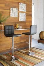 Bellatier Black/Chrome Finish Adjustable Height Bar Stool (Set of 2) - Gate FurnitureBarstool
