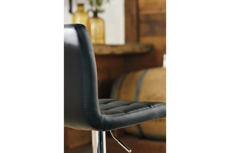 Bellatier Black/Chrome Finish Adjustable Height Bar Stool (Set of 2) - Gate FurnitureBarstool