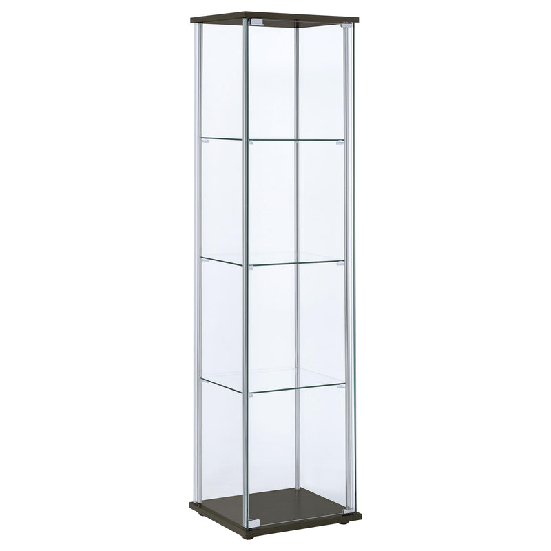 Bellatrix 3-shelf Clear Glass Curio Cabinet Cappuccino - 950172