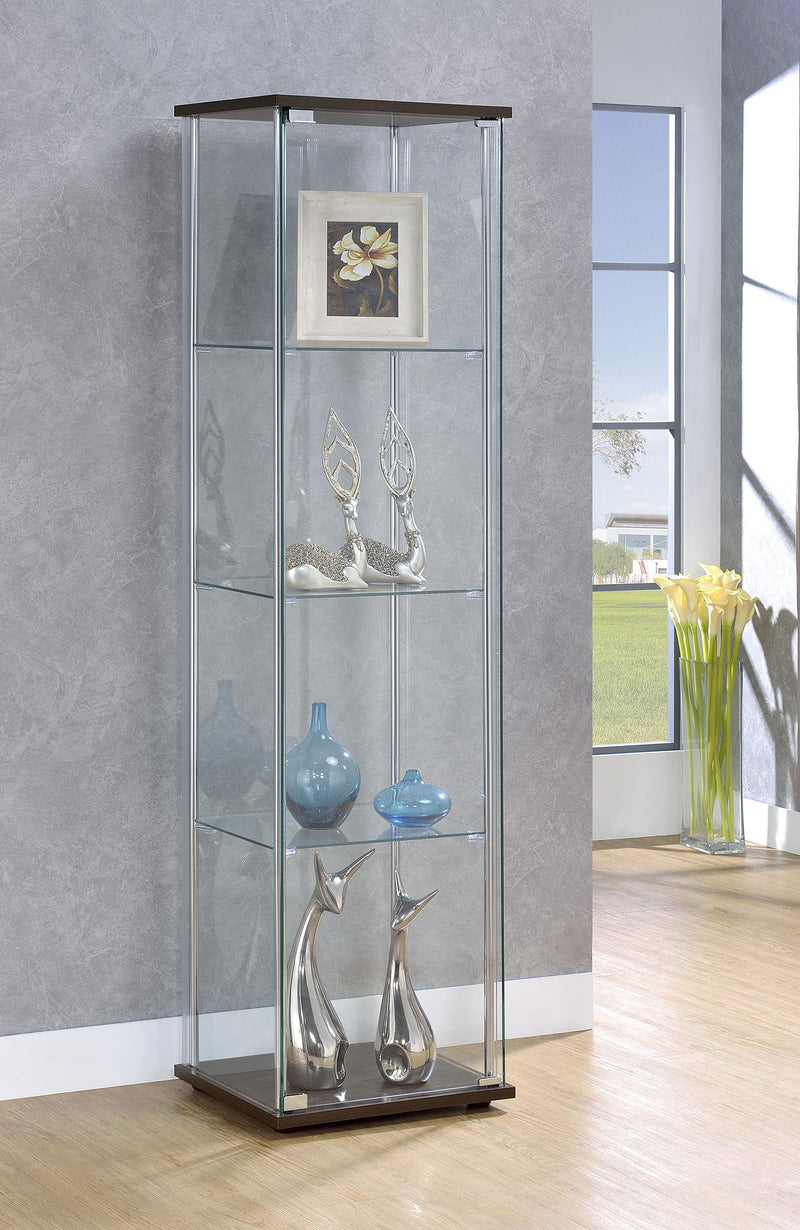 Bellatrix 3-shelf Clear Glass Curio Cabinet Cappuccino - 950172