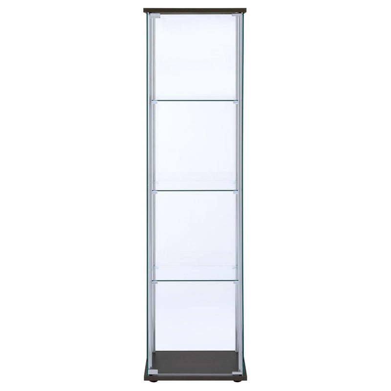 Bellatrix 3-shelf Clear Glass Curio Cabinet Cappuccino - 950172