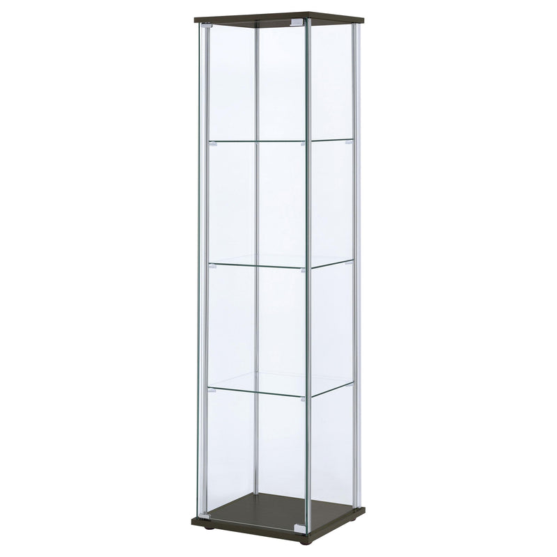 Bellatrix 3-shelf Clear Glass Curio Cabinet Cappuccino - 950172