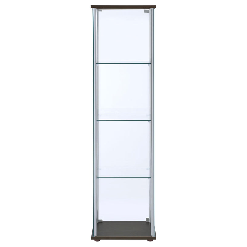 Bellatrix 3-shelf Clear Glass Curio Cabinet Cappuccino - 950172