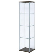 Bellatrix 3-shelf Clear Glass Curio Cabinet Cappuccino - 950172