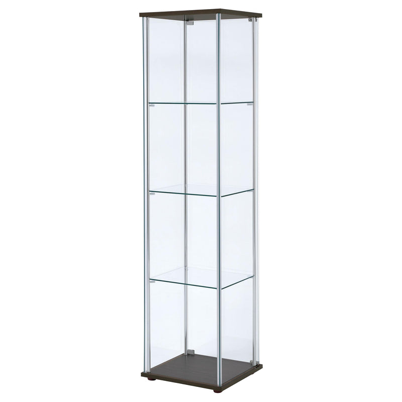 Bellatrix 3-shelf Clear Glass Curio Cabinet Cappuccino - 950172