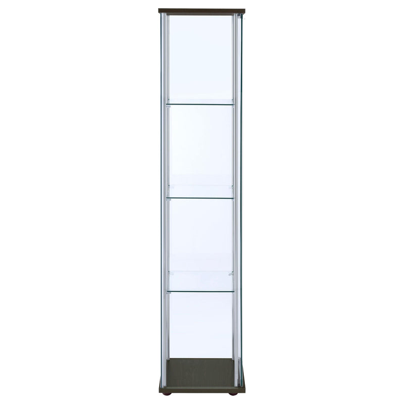 Bellatrix 3-shelf Clear Glass Curio Cabinet Cappuccino - 950172