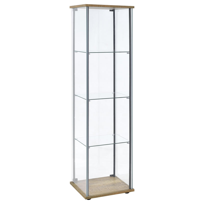 Bellatrix 3-shelf Clear Glass Curio Cabinet Mango - 950172MGO