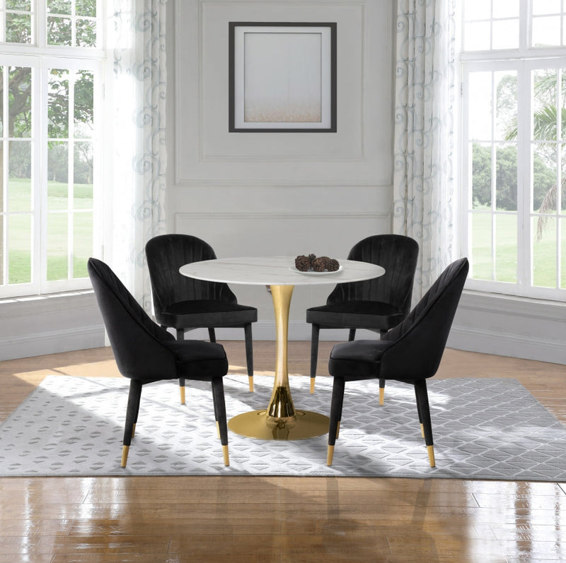 Belle Velvet Upholstered Dining Chair in Black, Set of 2 - 811Black-C