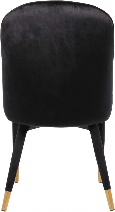 Belle Velvet Upholstered Dining Chair in Black, Set of 2 - 811Black-C