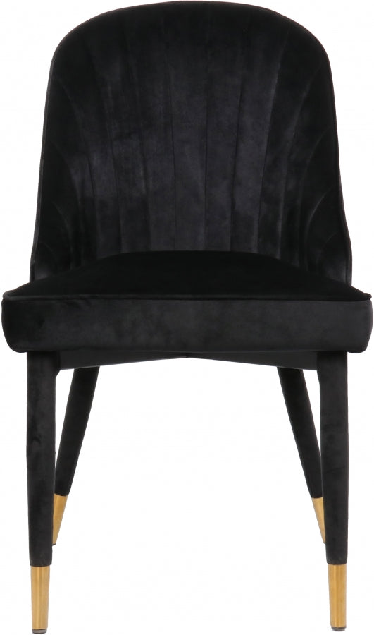 Belle Velvet Upholstered Dining Chair in Black, Set of 2 - 811Black-C