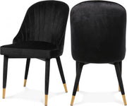 Belle Velvet Upholstered Dining Chair in Black, Set of 2 - 811Black-C