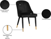 Belle Velvet Upholstered Dining Chair in Black, Set of 2 - 811Black-C