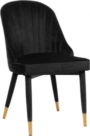Belle Velvet Upholstered Dining Chair in Black, Set of 2 - 811Black-C