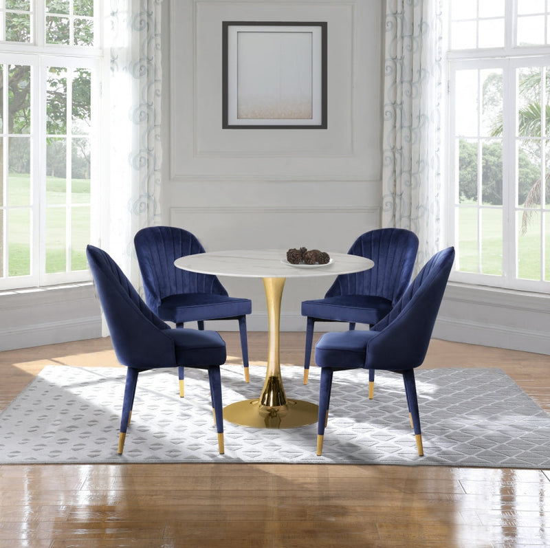 Belle Velvet Upholstered Dining Chair in Blue, Set of 2 - 811Navy-C