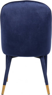 Belle Velvet Upholstered Dining Chair in Blue, Set of 2 - 811Navy-C