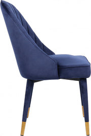 Belle Velvet Upholstered Dining Chair in Blue, Set of 2 - 811Navy-C