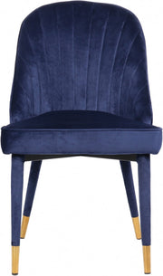 Belle Velvet Upholstered Dining Chair in Blue, Set of 2 - 811Navy-C