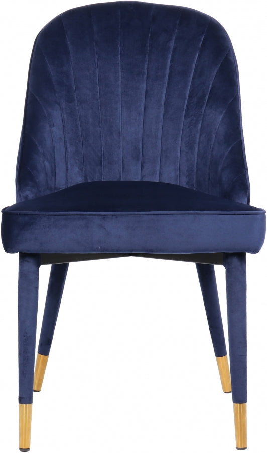 Belle Velvet Upholstered Dining Chair in Blue, Set of 2 - 811Navy-C