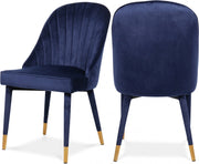Belle Velvet Upholstered Dining Chair in Blue, Set of 2 - 811Navy-C