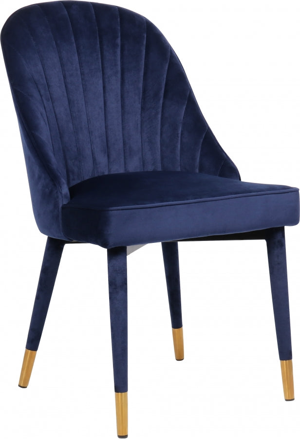 Belle Velvet Upholstered Dining Chair in Blue, Set of 2 - 811Navy-C