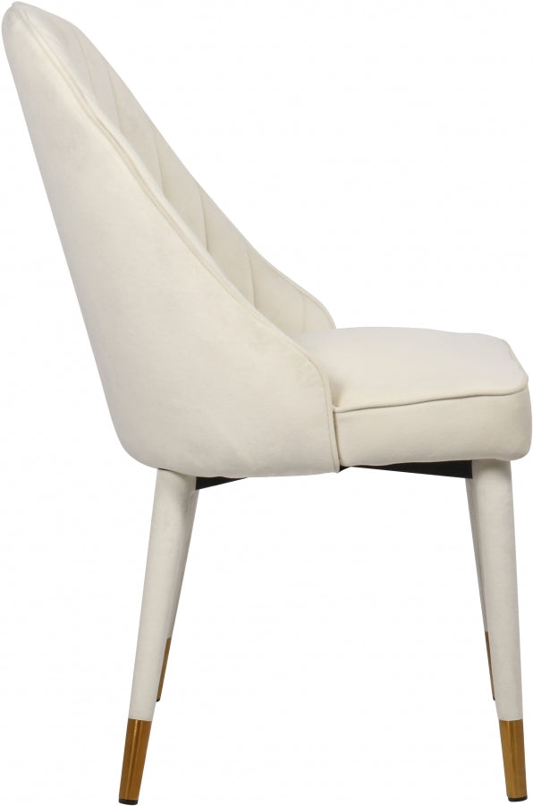 Belle Velvet Upholstered Dining Chair in Cream, Set of 2 - 811Cream-C