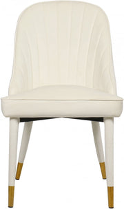 Belle Velvet Upholstered Dining Chair in Cream, Set of 2 - 811Cream-C