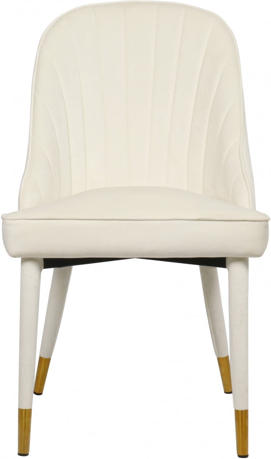 Belle Velvet Upholstered Dining Chair in Cream, Set of 2 - 811Cream-C