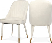 Belle Velvet Upholstered Dining Chair in Cream, Set of 2 - 811Cream-C